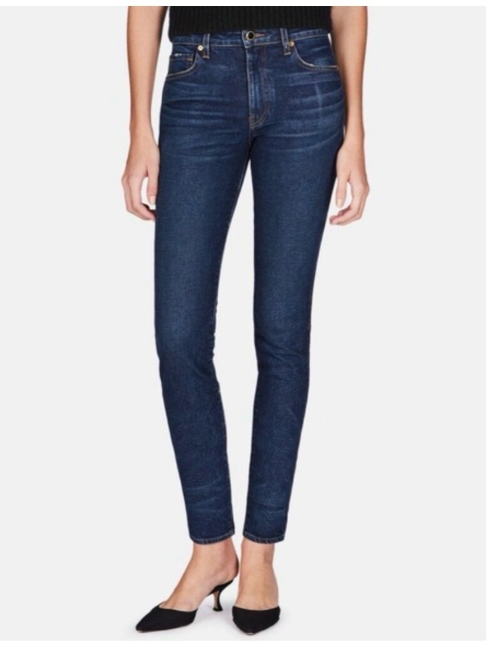 Khaite Mid Rise Dark Blue Skinny Jeans for Women size 31